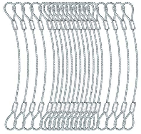 Bytiyar Kabelösen aus Edelstahl, 3 mm Durchmesser, kurzes Seil, Schlüsselband, Sicherheitsgurt, Kettenschloss mit vinylbeschichteter Abdeckung, 15 Stück, 20,3 cm lang, transparent