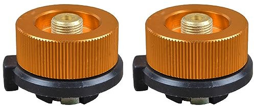 Lot de 2 adaptateurs de bouteille de gaz pour réchaud de camping - Convertisseur de four pour bidon de butane vers cartouche de gaz à vis (orange, 2 pièces)
