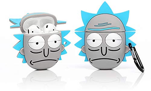 Derhom Silicone Case Compatible for Apple Airpods 1&2 Funny Cover[Cartoon Design][Best Gift for Kids Boys Girls] (Rick)