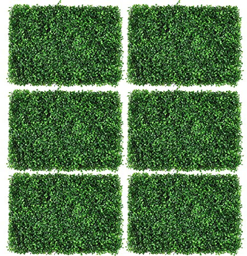 ybaymy 12 Stück Künstliche Pflanzenwand 60 X 40cm Künstliche Hecke Paneele Sichtschutz Kunstpflanzen Wand Grün Buchsbaumplatte für Haus Garten Hochzeit Dekoration
