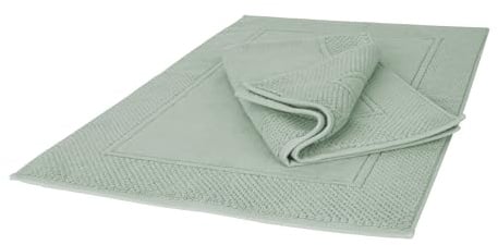 Ruggeri 2er Set Badematten 50x80 cm Weiche Baumwolle Langlebig, Salbei | 2er Set Badematten Dusche Bettvorleger 50x80 cm 1000 g/m 100% Extra Weiche Baumwolle Waschbar