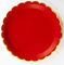 Platos festoneados 23cm Rojo y dorado
