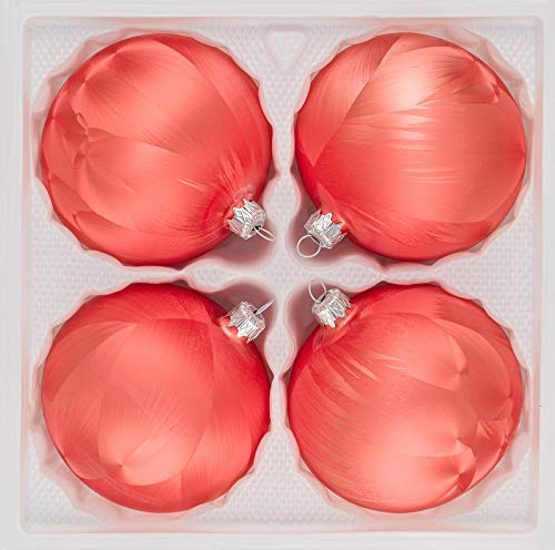 Lot de 4 boules de Noël en verre - 8 cm de diamètre - 8 cm de diamètre