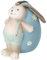 KADAX Osterdeko, Keramische Osterfiguren, Osterarrangement, Miniatur Figuren, Bunte Dekorationen, Osterhase, Dekohase, Hasen, Ostergeschenk (Hellblau, Hase mit Ei)