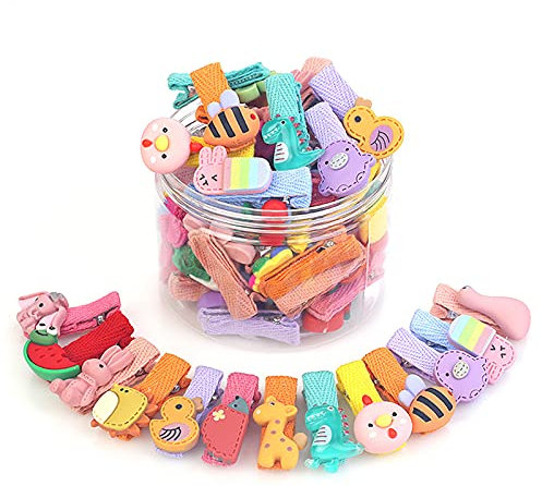 RoxNvm Barrettes à cheveux mignons, Ensemble de pinces à cheveux pour bébé, Épingle à cheveux de style de couleur multiple de 26 PCS pour le cadeau danniversaire denfants(Style animal)