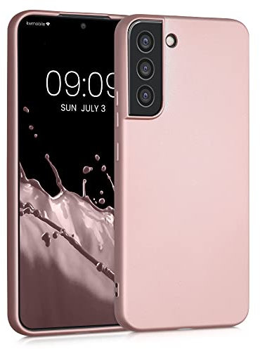 kwmobile Case kompatibel mit Samsung Galaxy S22 Plus Hülle - Schutzhülle aus Silikon metallisch schimmernd - Handyhülle Metallic Rosegold