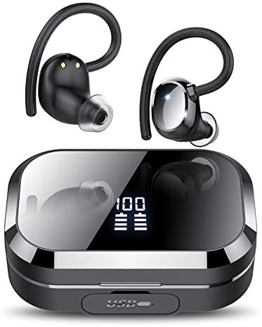 Bluetooth Kopfhörer Sport, Kopfhörer Kabellos Bluetooth 5.3, In Ear Kopfhörer mit 4 ENC Klarer Mic,120 Std Kabellose Kopfhörer mit Tiefer Bass, IPX7 wasserdichte Ohrhörer mit Ohrhaken Schwarz