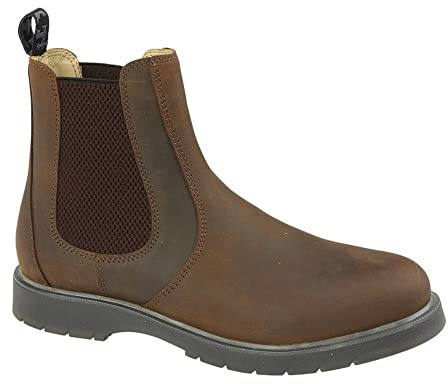 Grafters M186WB Unisex Leather Gusset Chelsea Boots Brown