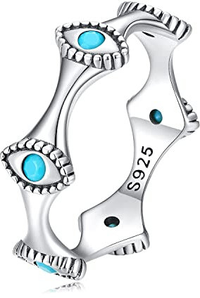 GemKing SCR858-8 Devil's Eye Ring S925 Sterling Silver Ring