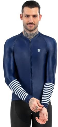 SIROKO - Langärmeliges Radtrikot M2 Alpine - XXL - Marineblau/Weiß