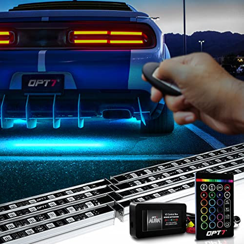 Aura Aluminum Underglow Lighting Kit w/Keyless Unlock Light, 8pc Exterior Neon Accent LED Underbody Strip, Multi-Color n Mode, Waterproof, Soundsync, Door Assist, Wireless Remote, Car Truck RV