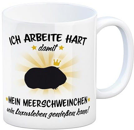 speecheese Ich arbeite hart für das Luxusleben meines Meerschweinchens Haustier Kaffeebecher als originelle Geschenkidee für Hautierbesitzer und Kollegen die ihr Tier vergöttern und über