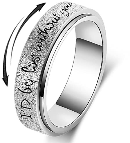 Initial Fidget Spinner Anxiety Ring für Frauen Männer Keep Going Herren Ring Spinnring Silber Regenbogen Schwarz Figit Ring Edelstahl Größe 6 7 8 9 10, 10, Metall, Kein Edelstein