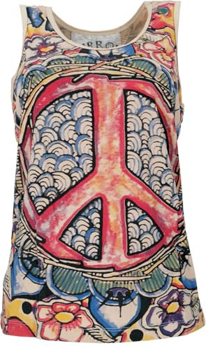 GURU SHOP Mirror Tank Top, Yoga-Top - Peace/beige, Damen, Baumwolle, Size:L