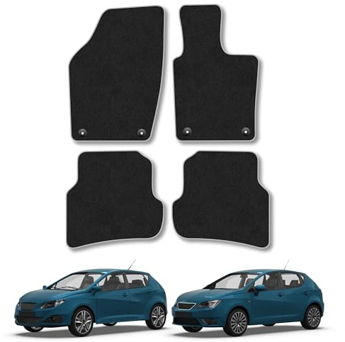 Seat Ibiza (2008-2017) Carpet Car Mats | Grey Edge Trim Tailored Fit Floor Mats Full Coverage Protection Accessories Easy Clean Anti Slip Made in the UK