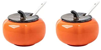 Lait Sucrier Orange Avec Couvercle, Pot De Stockage De Sucre En Forme De Tomate De 220 Ml, Pot De Sucre, Pot À Épices De Récipient De Sucre, for Café, Restaurant, Maison-Orange-2 Ensemble De Couleur: