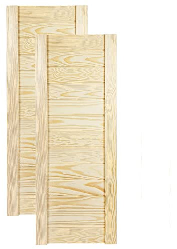DecoMeister Lamellentüren Holz 2er Pack 294x766 mm | Holztür aus massiver Kiefer mit fühlbarer Struktur | Möbelfronten für individuelle Renovierung | Lamellentür für Schrank oder Garderobe | Natur