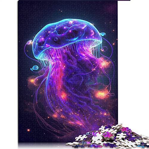 1000 Teile Puzzle Neon Quallen Puzzle für Erwachsene Papppuzzles Spielzeug Wanddekoration (Größe 26x38cm)