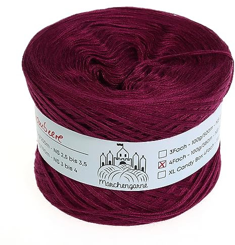 Bobbel einfarbig 100g - 380m 4 fädig Bobbel Wolle Farbverlaufsgarn handstrickgarn stricken häkeln (Brombeere)