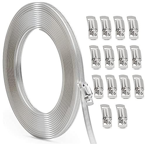 JNJOOD Correas de metal Fai-Da-Te + 15 elementos de fijación abrazaderas para manguera ajustables, kit surtido de bridas para manguera de 30 pies,