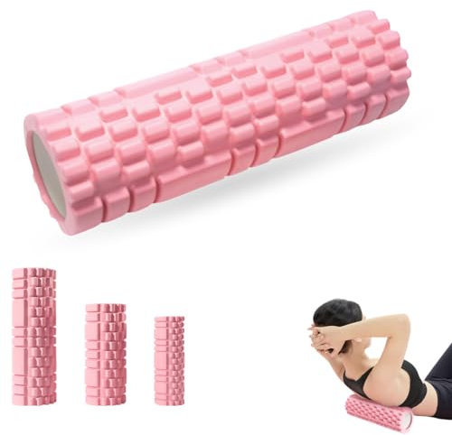 LULUWA Rouleau en mousse pour exercices de yoga pour massage des tissus profonds et musculaires 45 x 14 cm Rose
