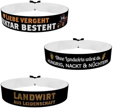 3er Set Landwirte Bauern Stoffarmbänder - Handgemachte Unisex Armbänder mit verschiedenen Verschlüssen - Festival Accessoires aus 100% wasserfestem Stoff - Verstellbar & Minimal