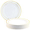 MATANA 100 Premium White Plastic Dinner Plates with Gold Rim, 26cm / 10 Inch - Elegant & Reusable Party Plates for Weddings, Birthdays, Picnic, BBQ, Parties