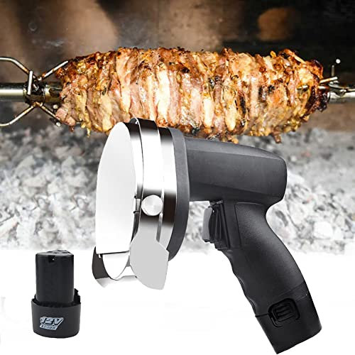 MLUENF Commercial Cordless Kebab Slicer Meat Cutter, Electric Shawarma Doner Kebab Knife with 2 Blades Gyro Knife Adjustable 0.5 Thickness Barbecue Knife, for Cutting Turkish Kebab Lamb
