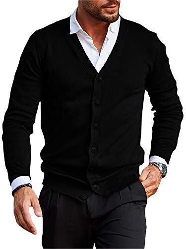 Runcati Cardigan da uomo senza collo scollo a V Cardigan maglia camicia giacca leggera mezza stagione
