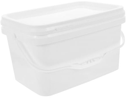 Alipis 2 Pièces Seau de Peinture Seau antirouille Seau carré avec Couvercle Seau de Stockage récipients Alimentaires avec couvercles Seau à Peinture avec Couvercle Seau à Main PP Blanche