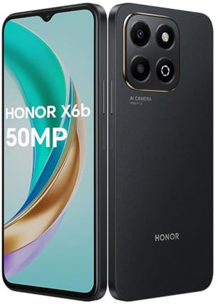 HONOR X6B Smartphone 4G, 4Go 128Go(Mémoire Extensible jusqu'à 8 Go), Batterie 5200 mAh, Appareil Photo Principal 50 MP, MediaTek Helio G85 (Black),Android 14, Dual Sim, NFC, Noir