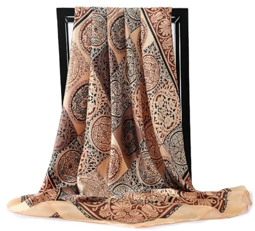 YUECIBAI Schal Damen Mode Haar Schal Für Frauen Seide Satin Hijab Schal 90Cm * 90Cm Quadratische Halstücher Halstuch Schals Für Damen