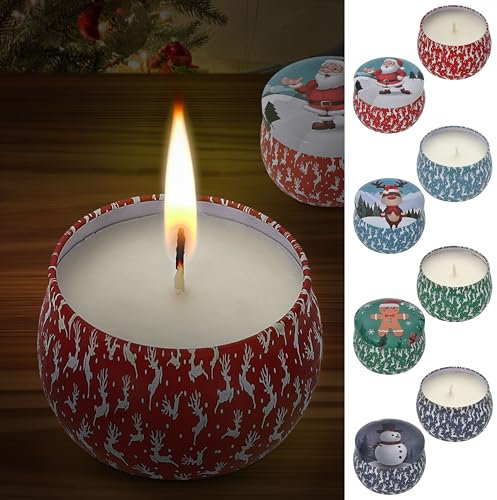 Duftkerze in Dose 4er Set | Paraffin Metall 8x5cm 125g | Weihnachtsmotive Weihnachtskerzen Kerze Duft Metalldose