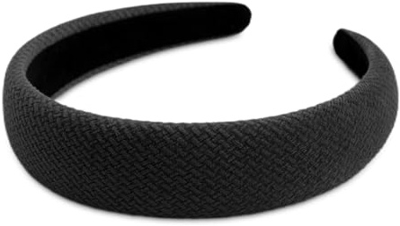 SXQLYH Haarreifen Gepolstert Samt,Haarreif Damen Stirnband Dicker Haarband,Stirnbänder Weiches Samt Haarreiffen,Gepolstertes Haarband Bequeme Stirnbänder für Frauen Mädchen (Schwarz)