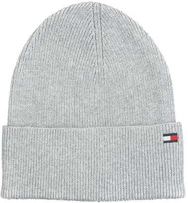 Tommy Hilfiger Strickmütze Mütze Cotton Cashmere Beanie Baumwolle Kaschmir Grau Hellgrau One Size