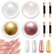 BISHENGYF Rosé Gold Chrome Nail Powder – 【Magischer Spiegeleffekt】 Holografisches Nagelpulver Glänzendes Nagelglitzerpulver, Weiße Perle Chrom Nagelpuder Meerjungfrau-Aurora-Effekt für Nagelstudio