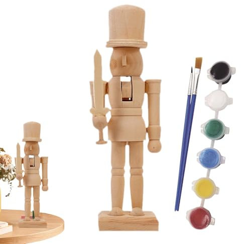 Wooden Nutcracker Soldier Set - Paint Your Own DIYY Craft Kit with Stickers | Wooden Nutcracker Figures | Christmas Decoration & Creative Gift Toy for All Ages, Friends, Family