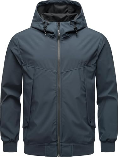 Ragwear Herren wasserdichte und atmungsaktive leichte Übergangsjacke Kurze Sommerjacke mit Kapuze Tyller Bonded YOUMODO Navy Gr. L
