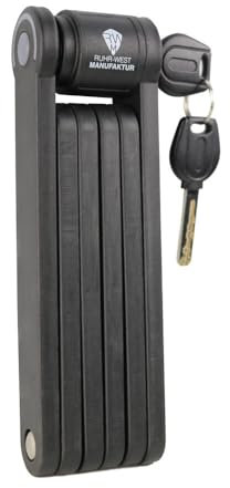 Ruhr-West Manufaktur Fahrradschloss mit hohe Sicherheit – Faltschloss für Fahrrad, Motorrad, E-Bike – sicherer Diebstahlschutz inkl. Halterung – Fahrrad Schloss aus gehärtetem Stahl, 80cm Länge
