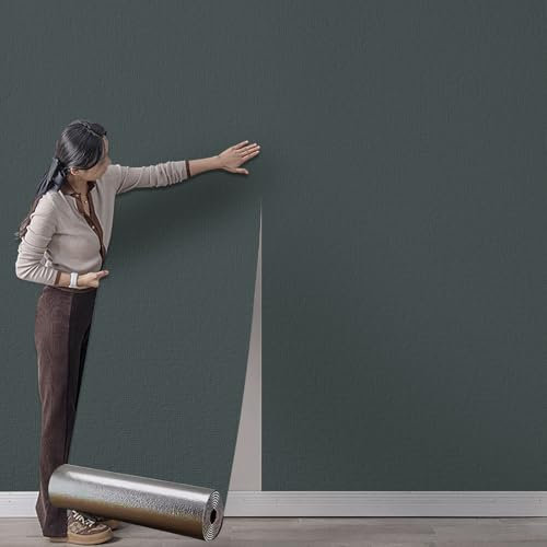 Beswitory Self Adhesive Thermal Insulation Wallpaper - Dark Grey Textured, 3mm Thick Wall Insulation Panels Thermal Wallpaper Stickers for Living Rooms - Thermal Wallpapers for Cold Walls
