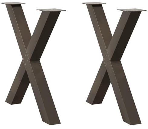 vidaXL Esstischbeine X-Form 2 Stk. Naturstahl 70x(72-73) cm Stahl, Tischbein, Tischbein Metall, Esstischbein, Möbelbein, Schreibtischbein