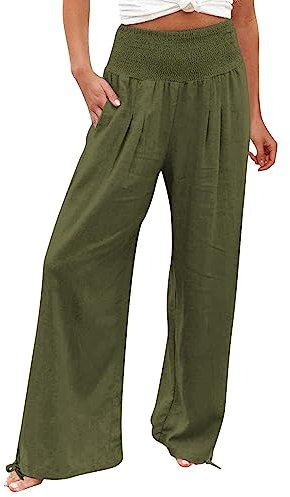 Leinenhose Weiss Damen, Strandhose, Weisse Leinenhose Damen, Damen 7/8 Hosen Sommer, dünne Stoffhose Damen, Stoffhose Damen Sommer, Damen Sommerhosen, leinen-Schlupfhose, Schwarze Hose Damen