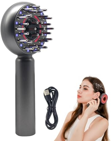Horuili® Massagekamm für die Kopfhaut, Elektrischer Kopfhautmassagekamm mit Rotem Licht, Haaröl-Applikator, 2-in-1-Haar-Massagekamm, Kopfentspannung, Massage