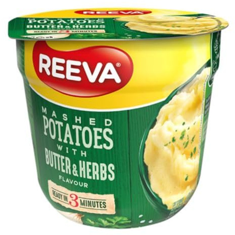 Instant Mashed potatoes Pots Halal Certified Mashed Potato Pot 40g | FabFinds Mug (24 Pack, Herb & Butter)