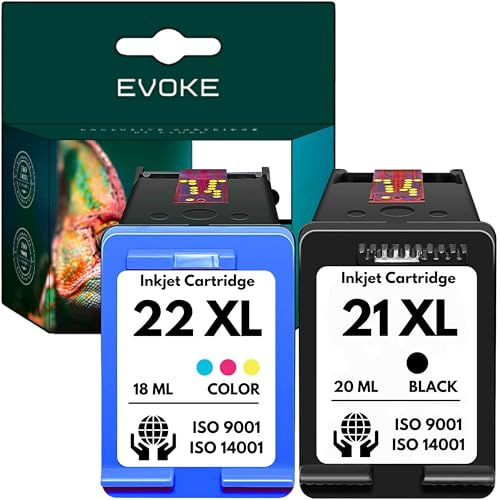 EVOKE 21 22 Patronen Set kompatibel zu HP 1410 1415 D1560 F4180 F2180 F2280 1415 1410 (Set Schwarz + Tricolor) 1350 Seiten 38ml