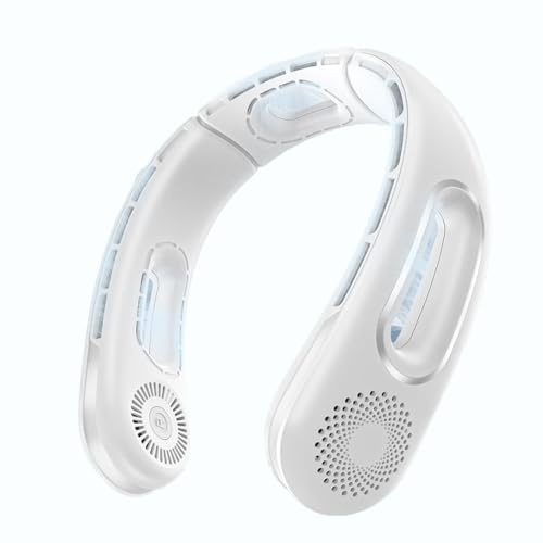 Junterone Neck Fan, Hands Free Bladeless Neck Fans Portable Rechargeable, 360° Cooling Neck Fan, for Travel, Outdoor White
