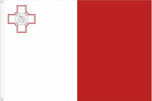 BANDIERA DI MALTA. Qualità RASO PREMIUM 120 gr. Dimensioni grandi, 150 x 90 cm