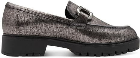 Womens Leather Classic Loafers Slip-On Platform Buckle Shoes
