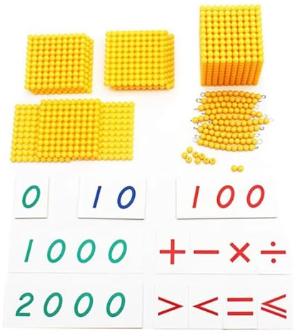 VZZCGJVT Montessori Toddlers's Golden Beads calculation, decimal bank game, early education math toys,Iron wire