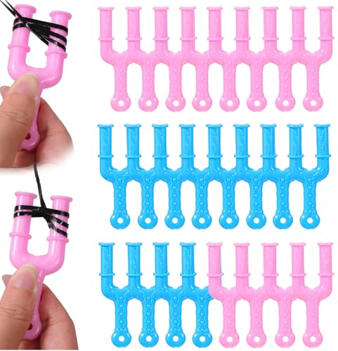 Gjinxi Acrylic Y Slingshot Loom Rubber Bands for Bracelets 24PCS Handed Loom Hook Rubber Band Clips for Knitting Bands Jewelry Connector Craft Making Clasp Weaving Accessory for Necklace Bracelet